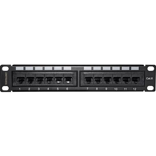 Intellinet 720748 12 Port Netzwerk-Patchpanel 254 mm (10) CAT 6 1 HE Schwarz
