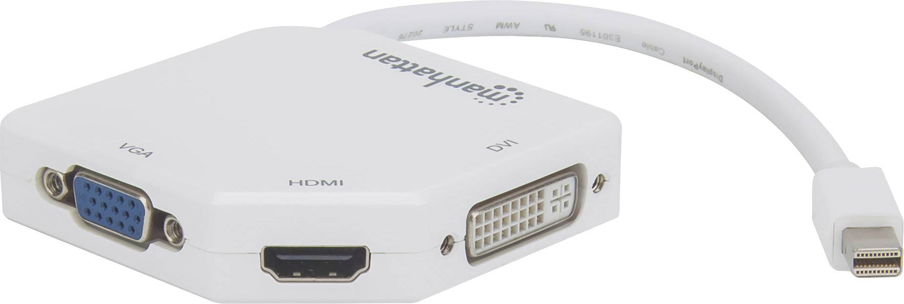 MANHATTAN 3-in-1 4K Mini-DisplayPort-Adapter Mini-DisplayPort-Stecker auf HDM/ DVI/VGA-Buchse weiss