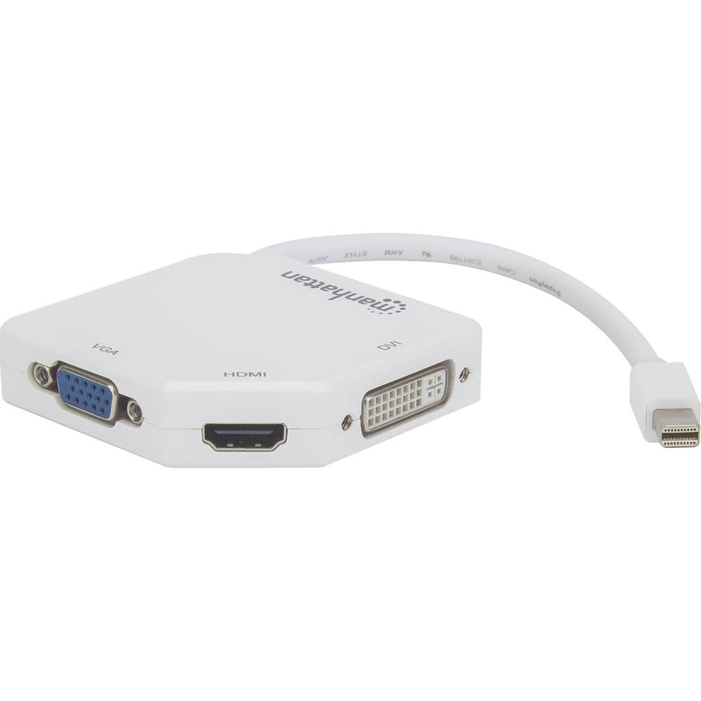 Adapter Mini-displayport [1x Mini-DisplayPort stekker 1x VGA-bus, HDMI-bus, DVI-bus 24+5-polig] Wit 