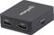 Ein HDMI-Splitter mit zwei Ausgängen und einem USB-Stromanschluss. Markenname sichtbar auf der Oberseite. Kompakt und einfaches Design.