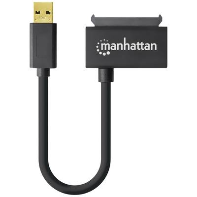USB-zu-SATA-Adapterkabel mit 'manhattan'-Logo, geeignet für den Anschluss von Festplatten und SSDs an Geräte mit USB-Anschluss.