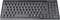 Eine schwarze Computertastatur mit QWERTZ-Layout und Funktionstasten oben.