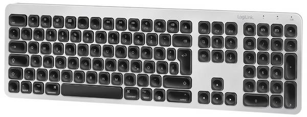 LogiLink ID0206 Bluetooth® Tastatur Deutsch, QWERTZ Silber Easy Switch 3 Geräte