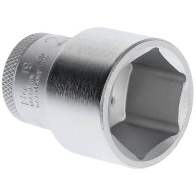 Metall-Steckschlüssel, sechsseitig, mit gerändelter Kante und eingravierter Größenangabe, für mechanische Anwendungen.