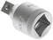 Silberner Stecknussadapter aus Metall mit quadratischer und runder Aufnahme, typisches Werkzeugzubehör.