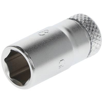 Eine silberne Sechskant-Stecknuss, Größe 8 mm, mit geriffeltem Ende zum leichteren Greifen, hauptsächlich für Schraubenmuttern.