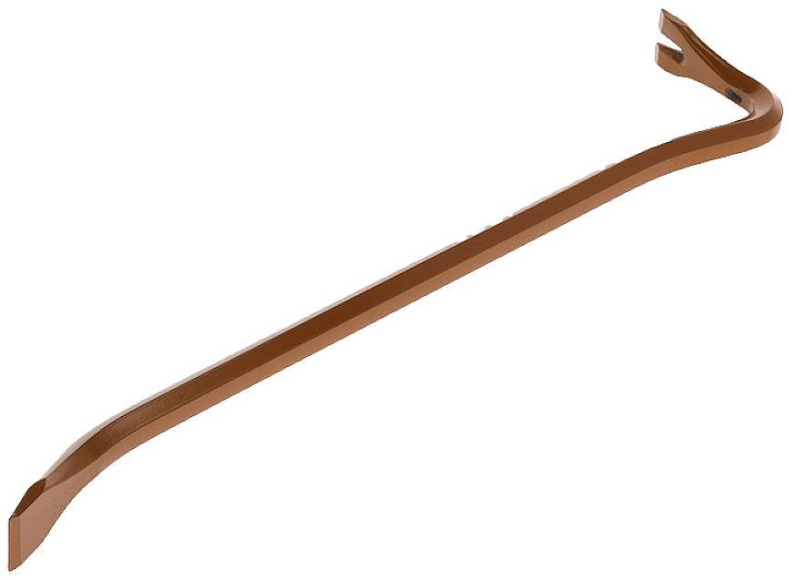 Brecheisen aus Metall, rotbraun, mit gebogenen Enden zum Hebeln und Entfernen von Nägeln.