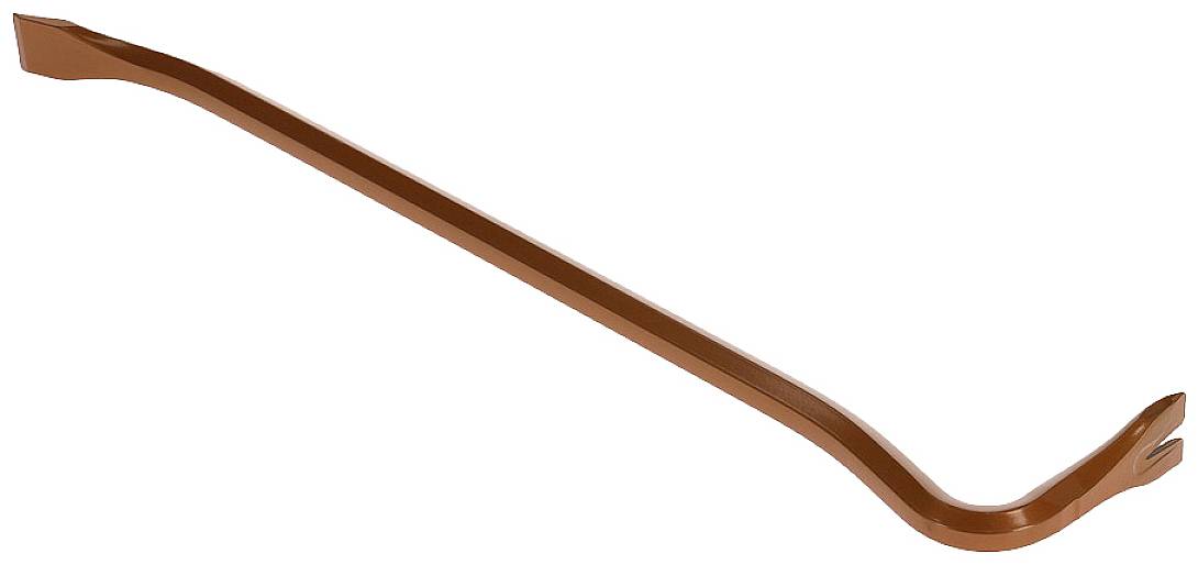 Ein rotbrauner Brecheisen mit gebogenen Enden liegt auf weißem Hintergrund.