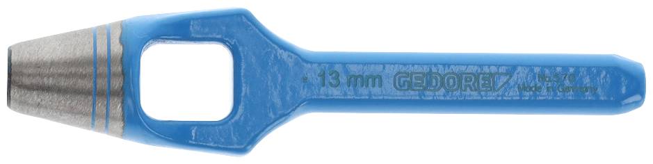 Ein blauer, konischer Stanzwerkzeugkopf der Marke Gedore, Größe 13 mm, aus Metall, mit Aufschrift 'Made in Germany'.