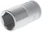 Steckschlüssel, sechskantig, aus Metall, in silberner Farbe. Verwendet, um Schrauben oder Muttern zu lösen oder festzuziehen.