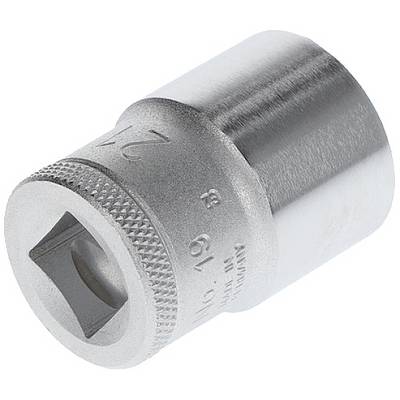 Metall-Steckschlüssel mit gerändeltem Rand; 19 mm Größe; quadratischer Antrieb; zur einfachen Verwendung mit Ratsche oder Verlängerung.
