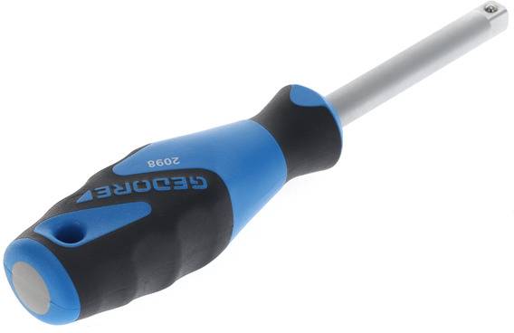 Schraubendreher mit blau-schwarzem Griff und langem, silbernem Schaft, geeignet für vielseitige Anwendungen im Handwerk.