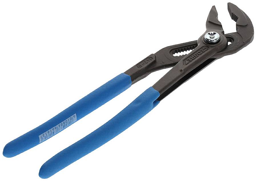 Zange mit blauen Griffen und verstellbarem Kopf, geeignet für verschiedene Greif- und Haltearbeiten.