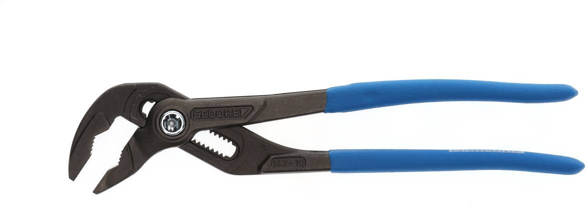 Eine Zange mit blauen Griffen und grauem Stahlkopf, geeignet zum Greifen und Festhalten verschiedener Objekte.