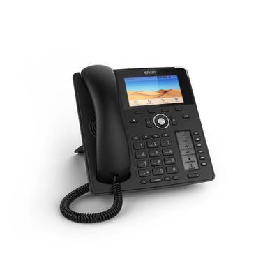Bürotelefon mit Hörer, Tastenfeld und kleinem Farbdisplay.