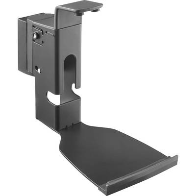 Schwarze, wandmontierte Halterung aus Metall, geeignet zur sicheren Aufbewahrung eines Geräts oder Objekts.