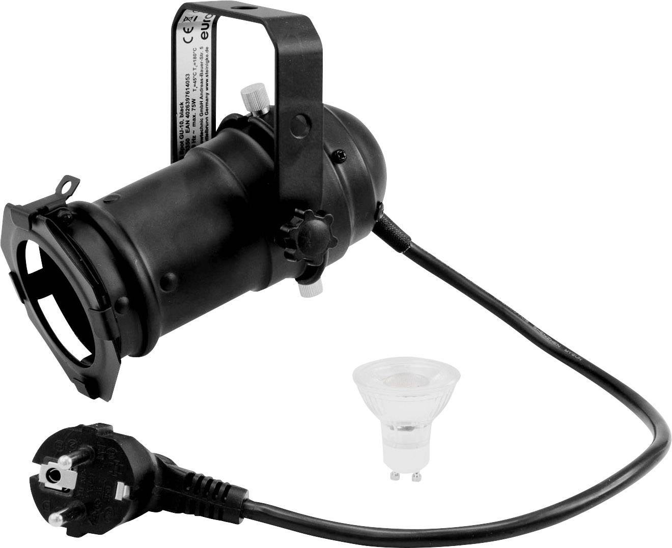 Eurolite 20000559 LED PAR Stage Spotlight 7W 3000K GU10 Black