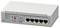Ein grauer Netzwerk-Switch mit fünf Ethernet-Ports und LED-Anzeigen auf der Vorderseite.