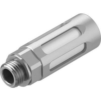 Metallischer Filtereinsatz mit sechseckiger Form, Gewindeanschluss und länglichen Aussparungen. Eignet sich für Flüssigkeits- und Gasfiltration.