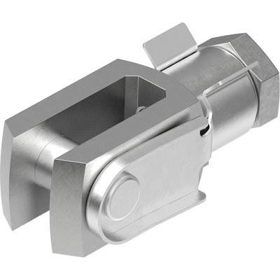 Ein silbernes Metallscharnier, das vermutlich in technischen oder industriellen Anwendungen verwendet wird.