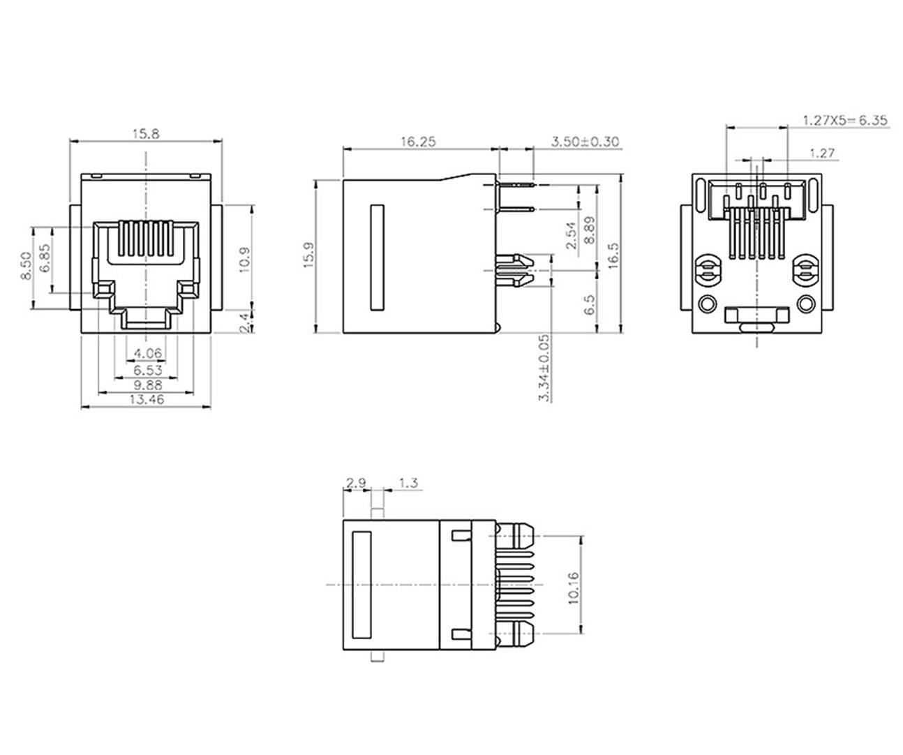 ENCITECH RJ12 Steckverbinder Buchse, Einbau vertikal RJJU-66-1401-E1V-088 Schwarz encitech 3251-0024