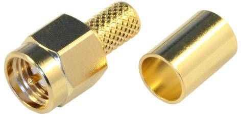 Vergoldeter SMA-Stecker als Crimp-Set für Koaxialkabel zur verlustfreien Signalübertragung in der Hochfrequenztechnik.