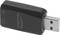Ein schwarzer USB-Stick mit der Aufschrift 'speedlink', Symbolen für Mikrofon und Kopfhörer.