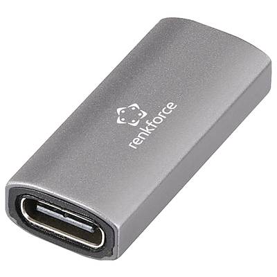 Ein grau-silberner USB-C-Adapter mit der Aufschrift 'renkforce'.
