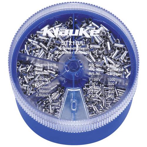 Thumbnail - Klauke ST21B Aderendhülsen-Sortiment 0.5 mm², 0.75 mm², 1 mm², 1.5 mm², 2.5 mm² Unisoliert Silber 3000 Teile