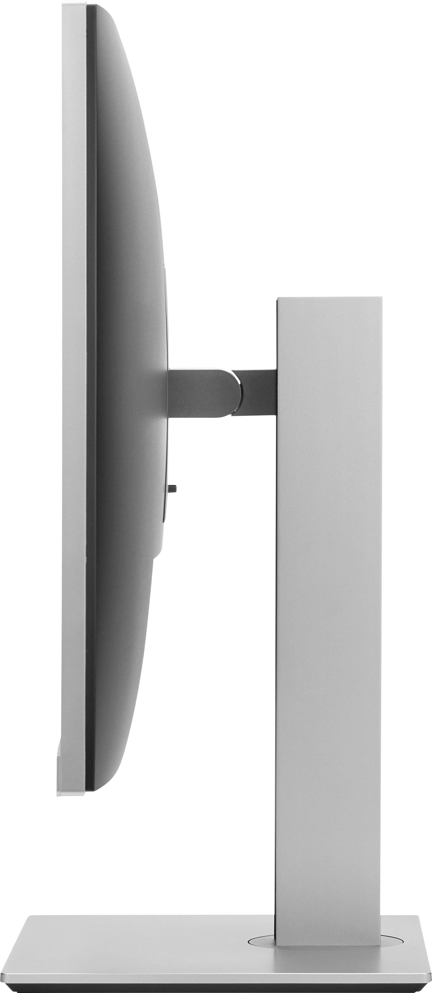 Seitenansicht eines modernen Computermonitors mit schlankem Rahmen auf einem stabilen Standfuß.