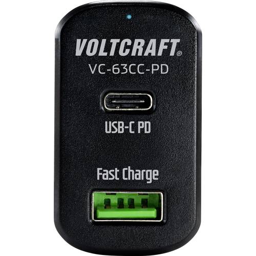 VOLTCRAFT CAS-63 USB Ladegerät 63 W 1x USB-A, 1x USB-C® USB PD Schwarz KFZ USB Power Delivery (USB-PD)