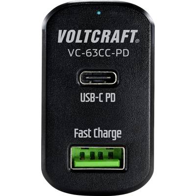 VOLTCRAFT CAS-63 USB-Ladegerät 63 Wp KFZ Ausgangsstrom (max.) 3 A Anzahl Ausgänge: 2 x USB, USB-C® Buchse USB Power Deli