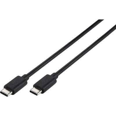 USB-C-Kabel mit beidseitigen Anschlüssen, schwarz. Geeignet zum Laden und Datentransfer für kompatible Geräte.