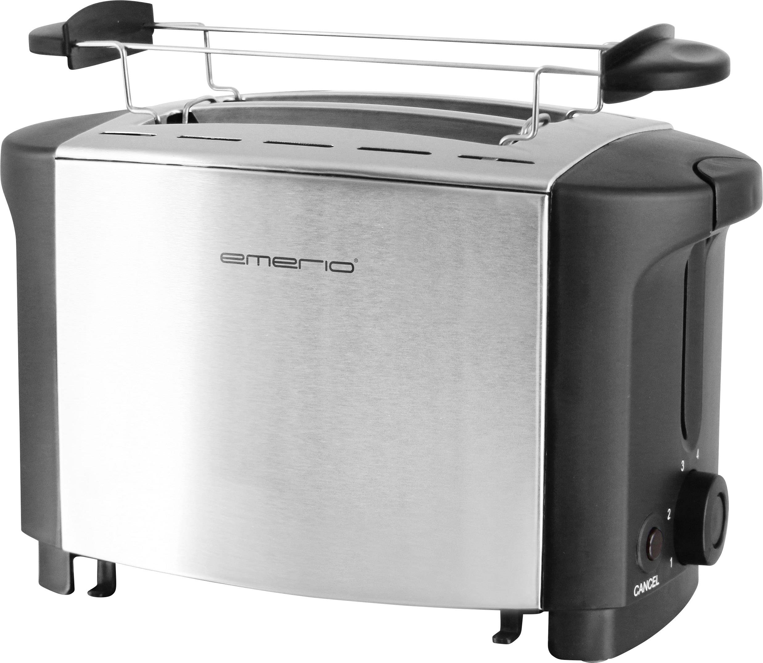 EMERIO Toaster 2 Scheiben, Edelstahl, Thermostat, Aufsatz