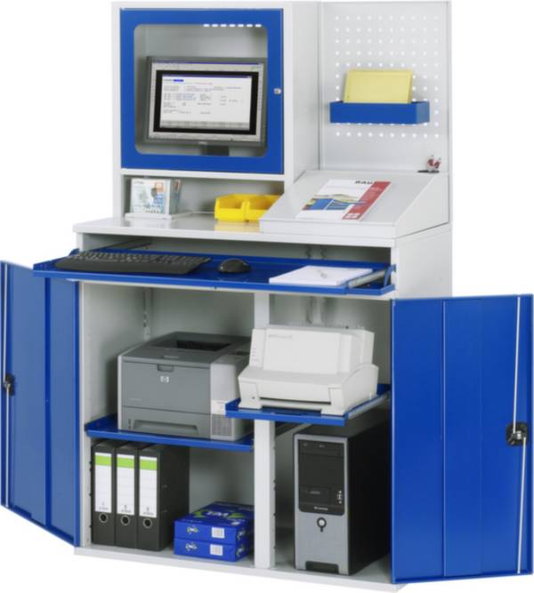 Computerschrank 1100x520x1770 Monitorfach stationär lgr/ebl