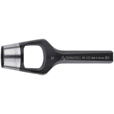 'Schlagwerkzeug 35 mm von Rennsteig, made in Germany, mit schwarzem Griff und Metallkopf, geeignet zum Stanzen von Löchern.'