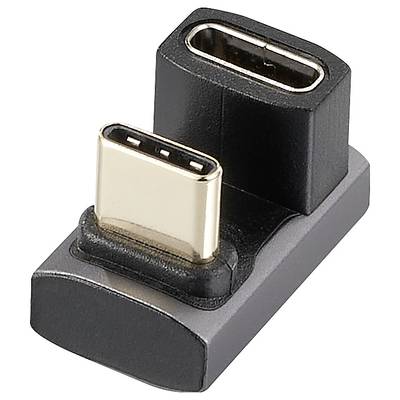 Adapter mit einem USB-C-Stecker und einem USB-C-Buchse, verwendet zur Verbindung und Ladung von Geräten mit USB-C-Anschluss.