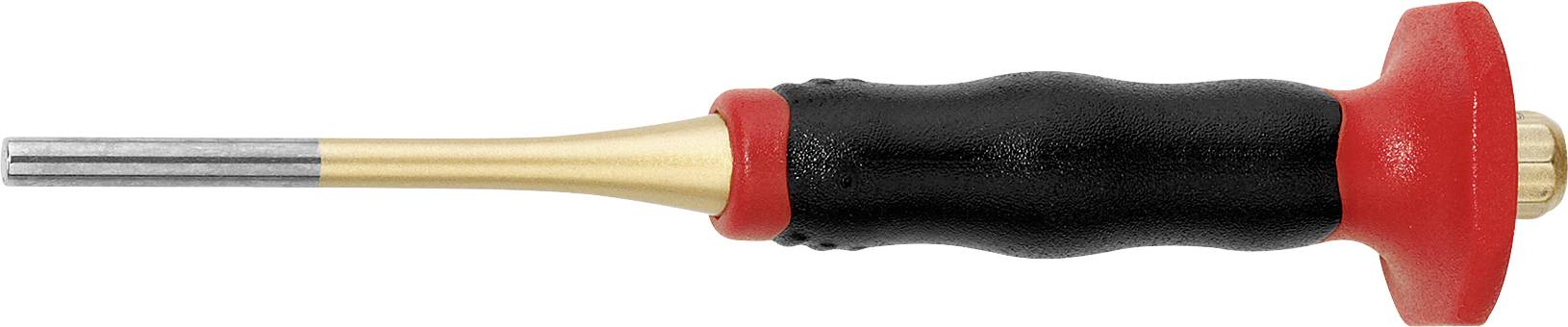 Ein Schraubendreher mit schwarzem Griff und rotem Ende liegt horizontal.