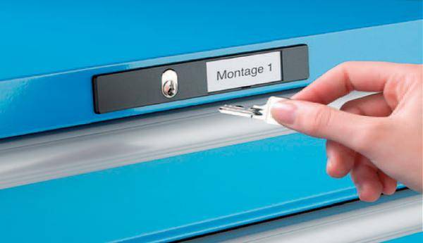 Werkbank, Buchenplatte - Key Lock - Tragkraft 1.500 kg - 850 x 1.500 x 800 mm (HxBxT) - 5 Schubladen - lichtblau-2