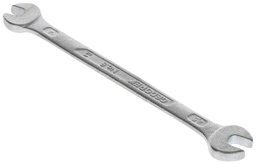 Ein silberner Doppelmaulschlüssel mit den Größen 8 mm und 10 mm, geeignet für handwerkliche Arbeiten oder zur Reparatur.