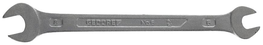 Ein Doppelmaulschlüssel aus Metall mit den Größen 6 und 8.