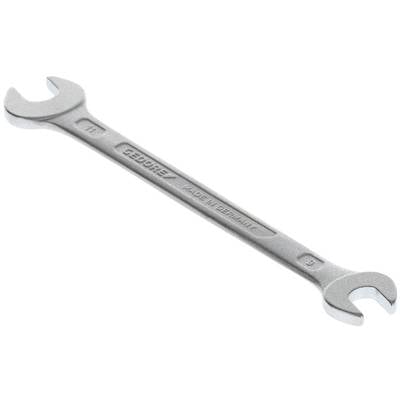 Schraubenschlüssel mit zwei Maulenden, links Größe 17 und rechts Größe 19, aus silbernem Metall. Geprägt mit 'Gebr. Heller Made in Germany'.