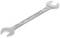 Doppelmaulschlüssel aus Metall mit zwei unterschiedlichen Maulgrößen an jedem Ende, verwendet zum Lösen und Festziehen von Muttern und Schrauben.
