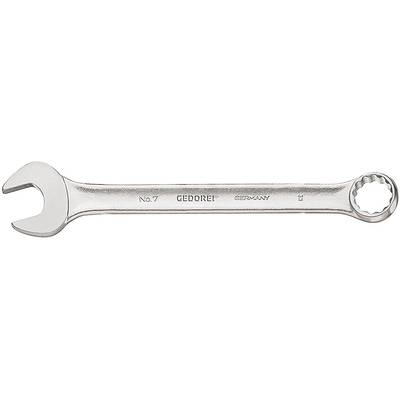 Ein silberner Gabelschlüssel von GEDORE, mit offenen und ringschlüssigen Enden, für handwerkliche Anwendungen.