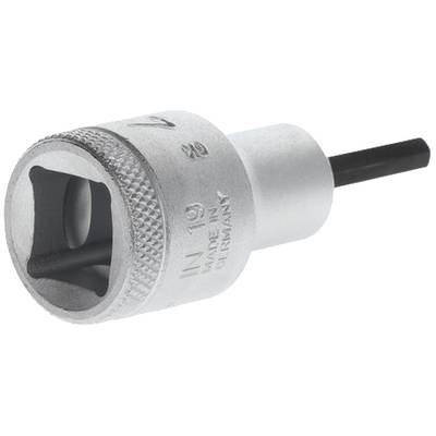 Silberner Steckschlüssel mit schwarzem Griff, Größe IN 19, "Made in Germany" Gravur. Verwendet zum Lösen oder Festziehen von Muttern.