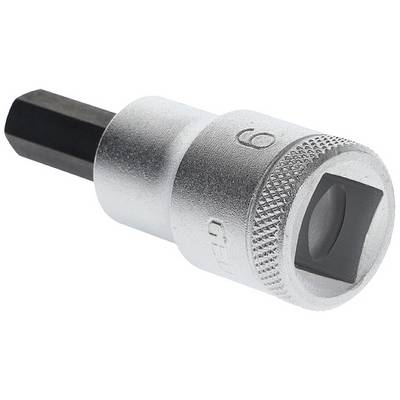 Metallischer Inbusschlüsselaufsatz, sechseckige Form, silber mit strukturierter Oberfläche, Gravur '9 mm' sichtbar.