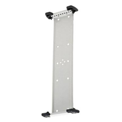Metallene Halterung mit vier schwarzen Klemmen, geeignet zur Befestigung eines Tablets an der Wand.