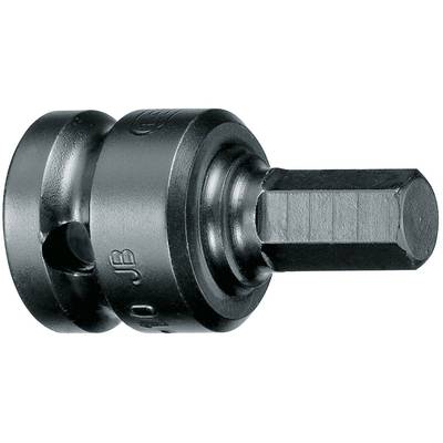 Ein schwarzes mechanisches Werkzeugteil mit zylindrischer Basis und einem sechseckigen Steckkopf. Geeignet für Werkzeugeinsatz.