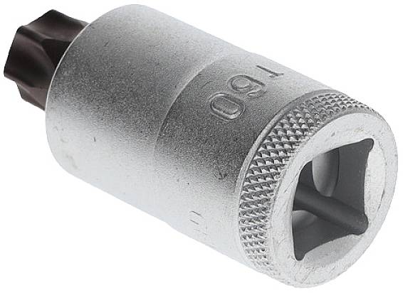 Metall-Torx-Bit mit Griff und geriffelter Oberfläche. Markierung 'T60' an der Seite.