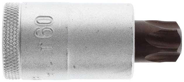 Ein silberner Steckschlüssel mit Torx-Bit, Größenangabe 'T60', zum Lösen oder Festziehen von Schrauben.